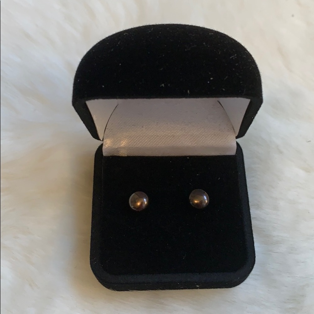 Earrings- Genuine Black Pearls & Sterling Silver